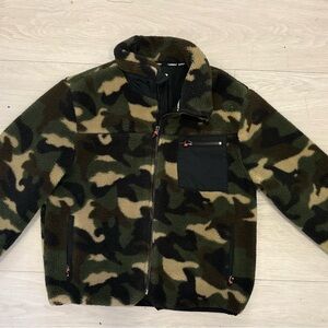 Zara Green and Brown fleece Outdoor Jacket